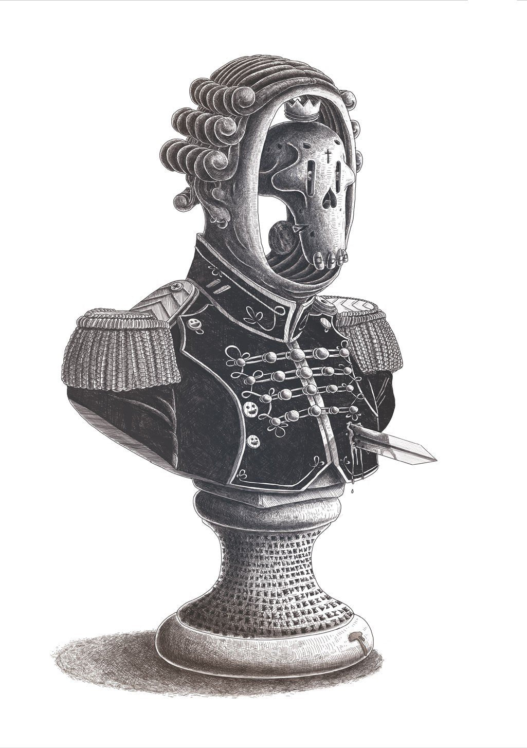 Armure médiévale, casque, épée, bustes, noir et blanc, art détaillé