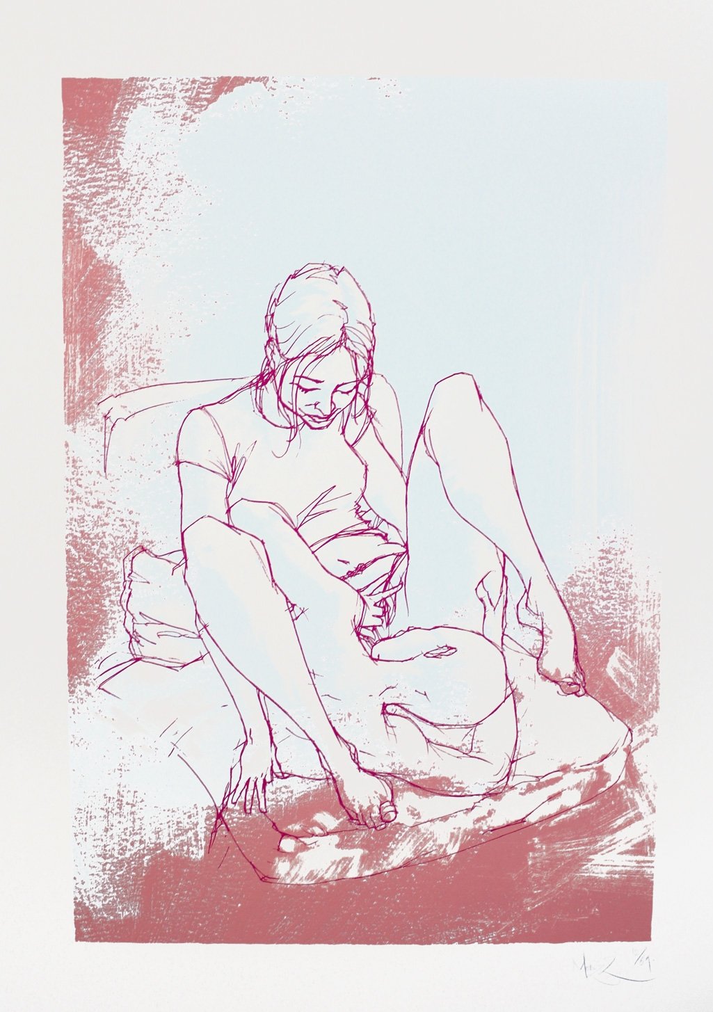 Dessiné une femme nue, assise, mains sur genoux