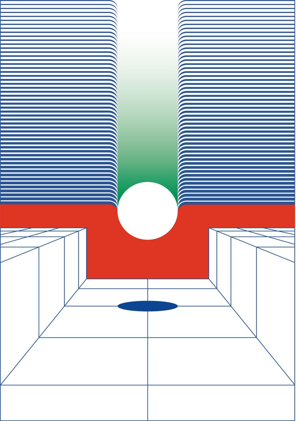 Panneau abstrait avec cercles et lignes colorées