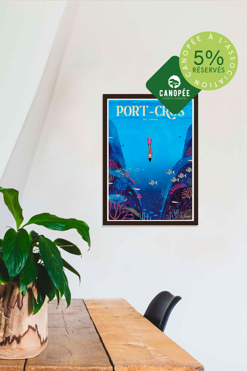 Poster sous-marin coloré avec poissons et coraux