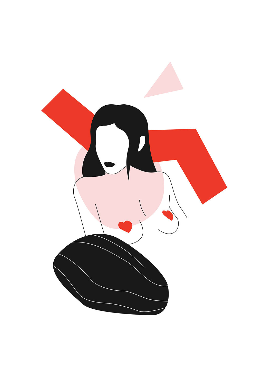 Illustration minimaliste d'une femme avec des formes géométriques