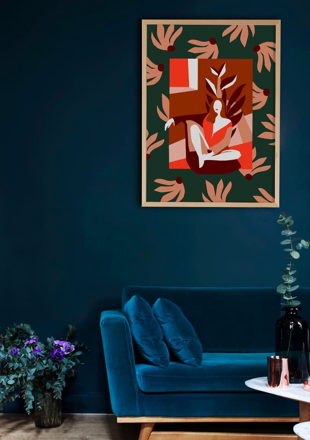 Art abstrait femme feuille nature