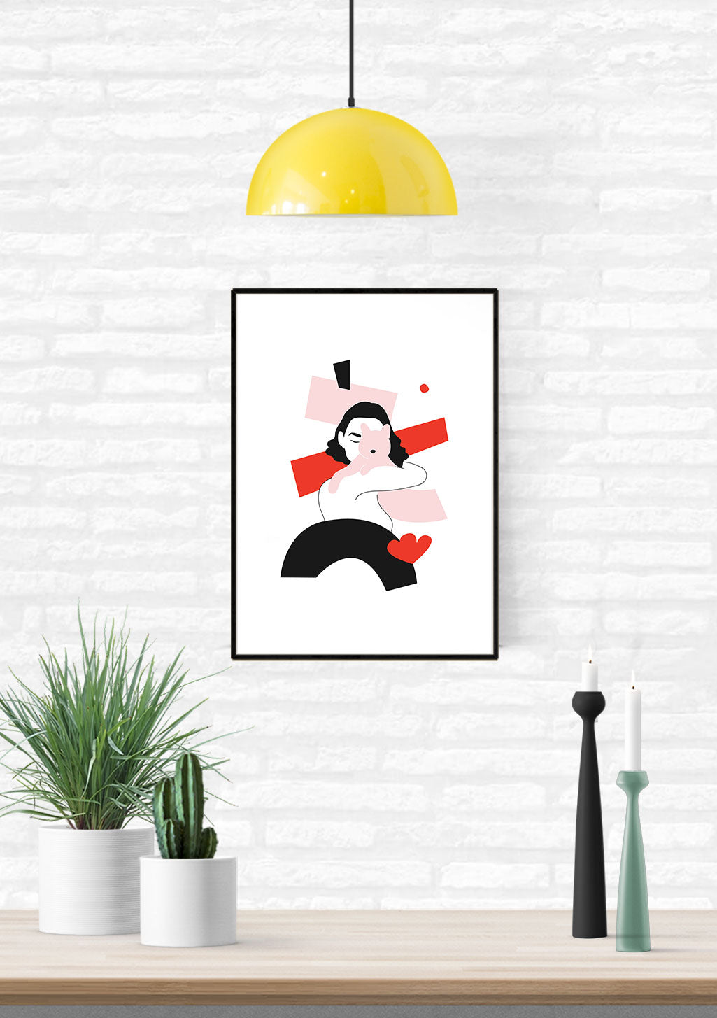 Femme stylisée, couleurs vives, formes géométriques, art abstrait