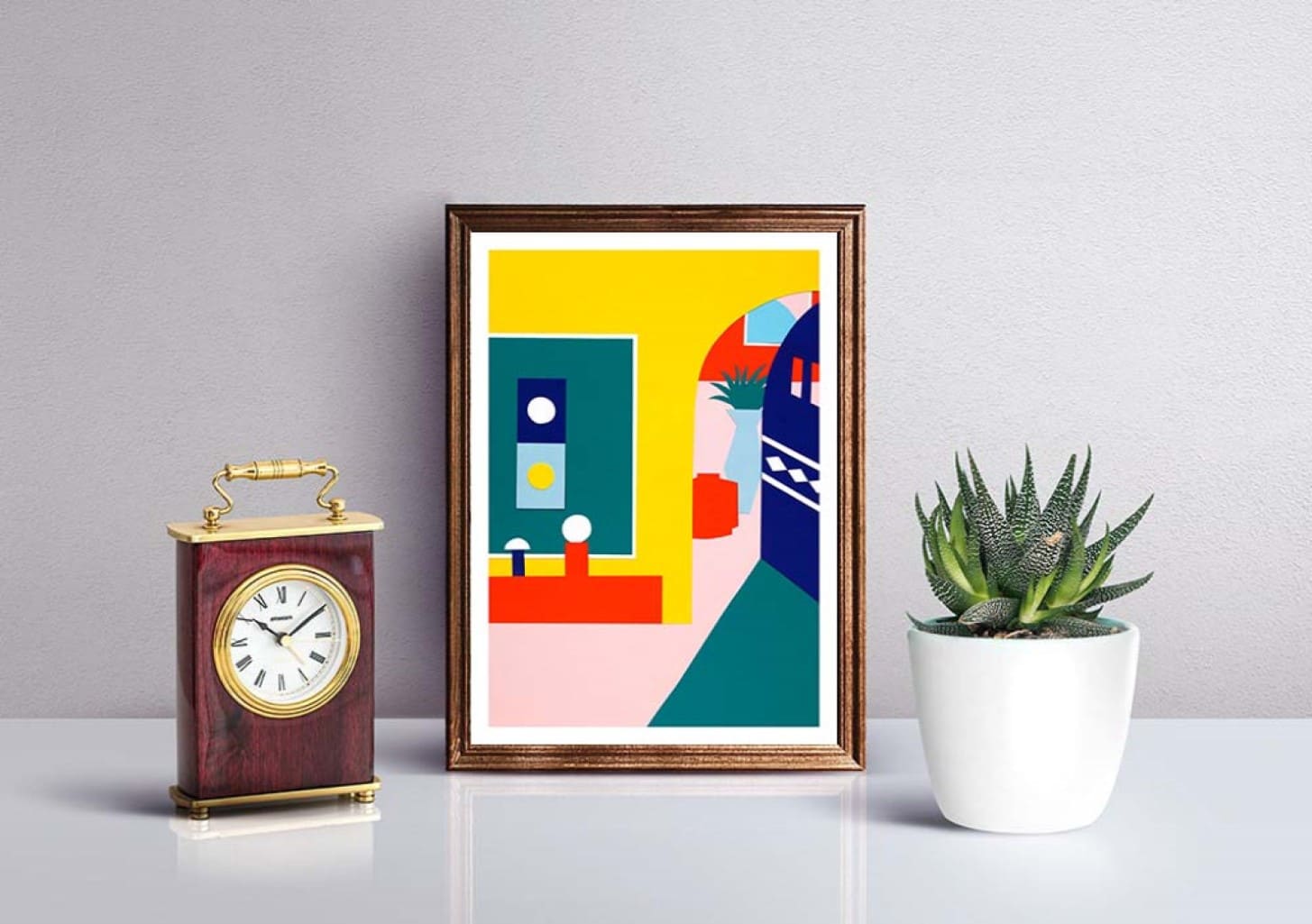 Art abstrait coloré, formes géométriques, figures stylisées