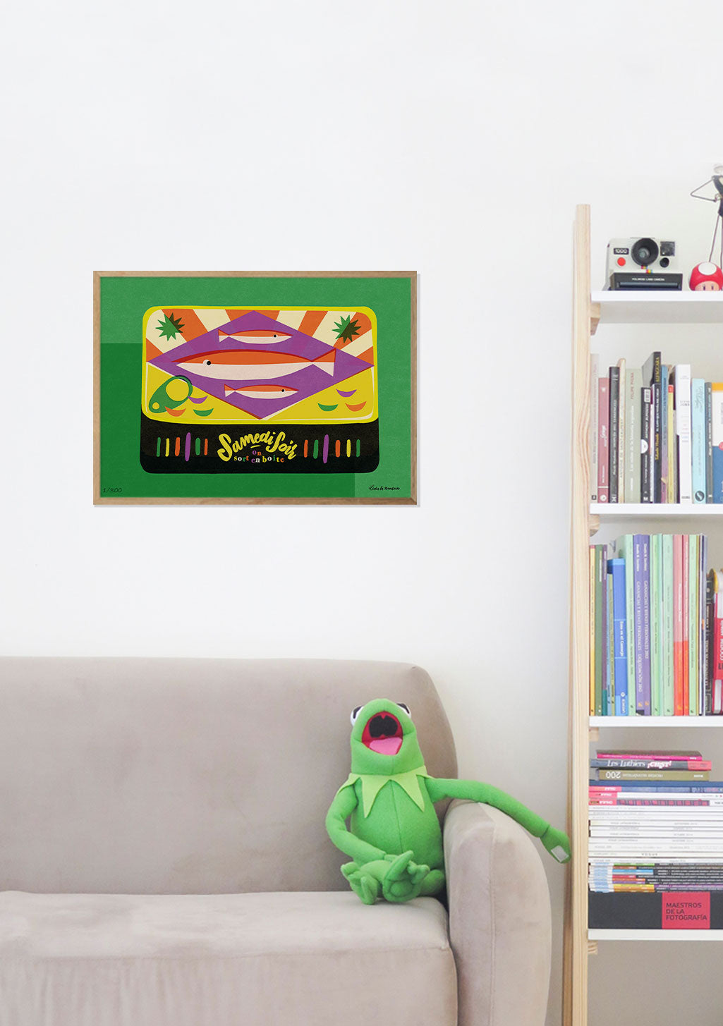 Poster Kermit la grenouille, couleurs vives, texte "Same Old Misery"