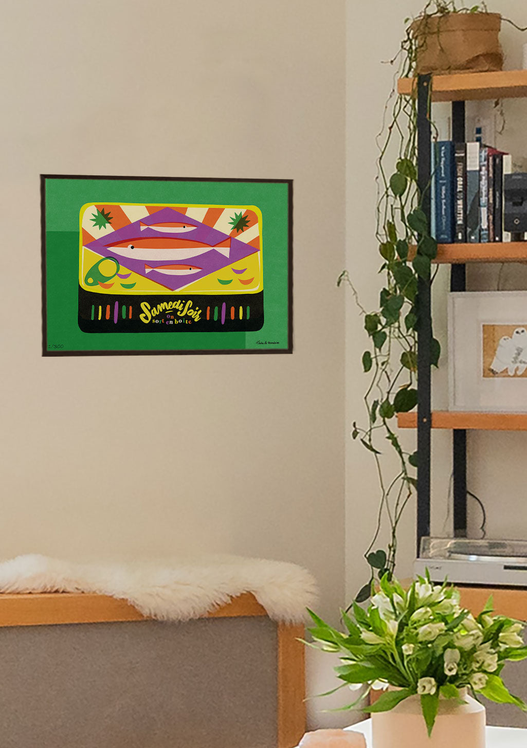 Poster coloré avec poissons et texte français
