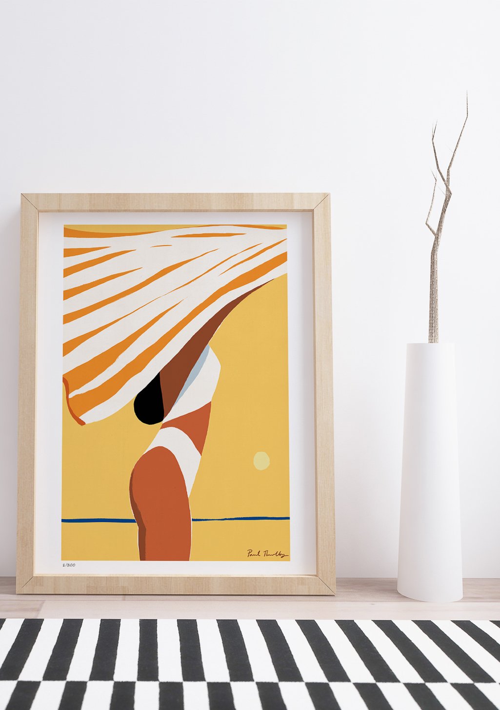 Art abstrait avec formes orange et brunes sur fond jaune