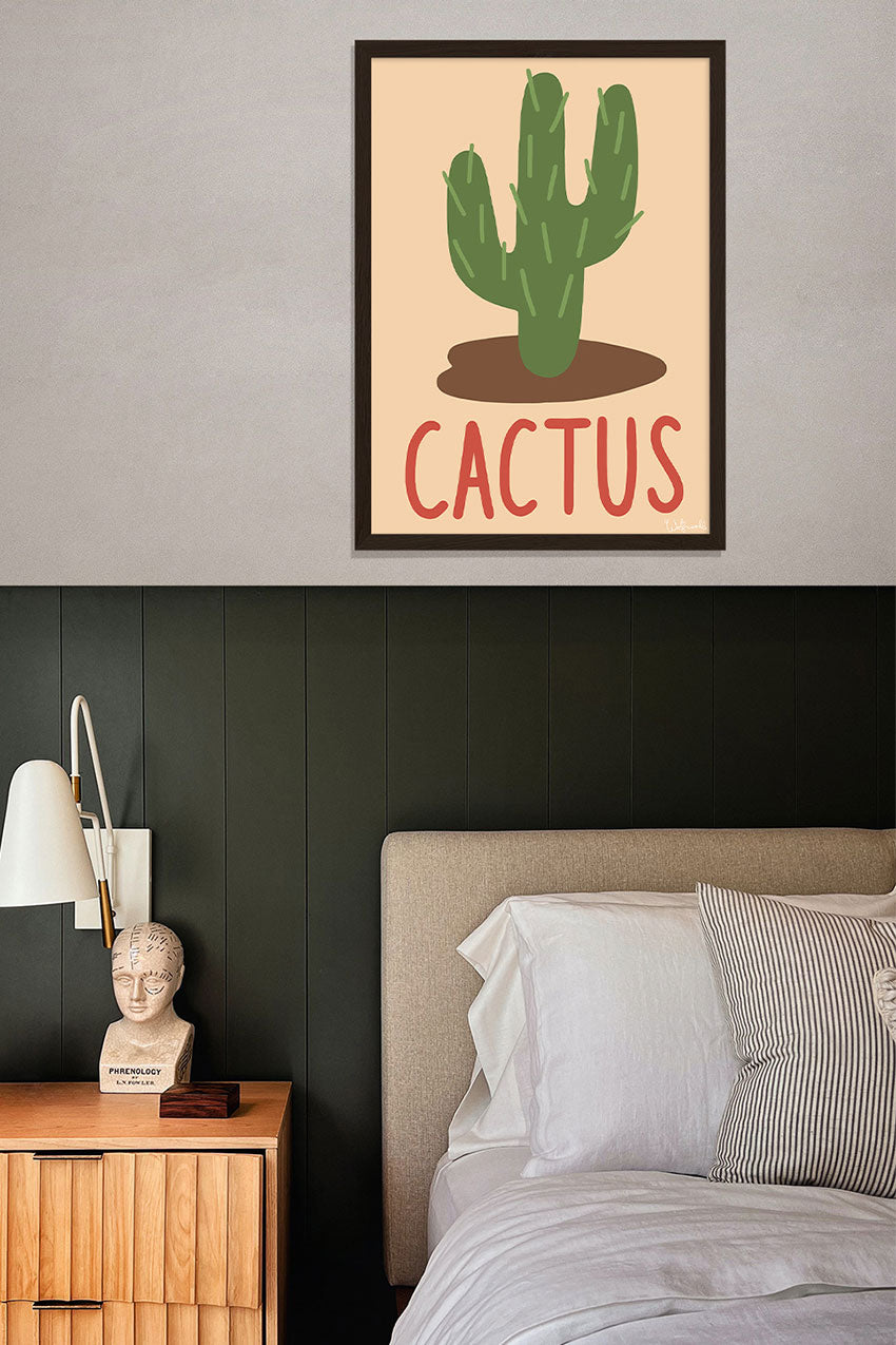 Poster de cactus vert avec le mot "CACTUS" en rouge