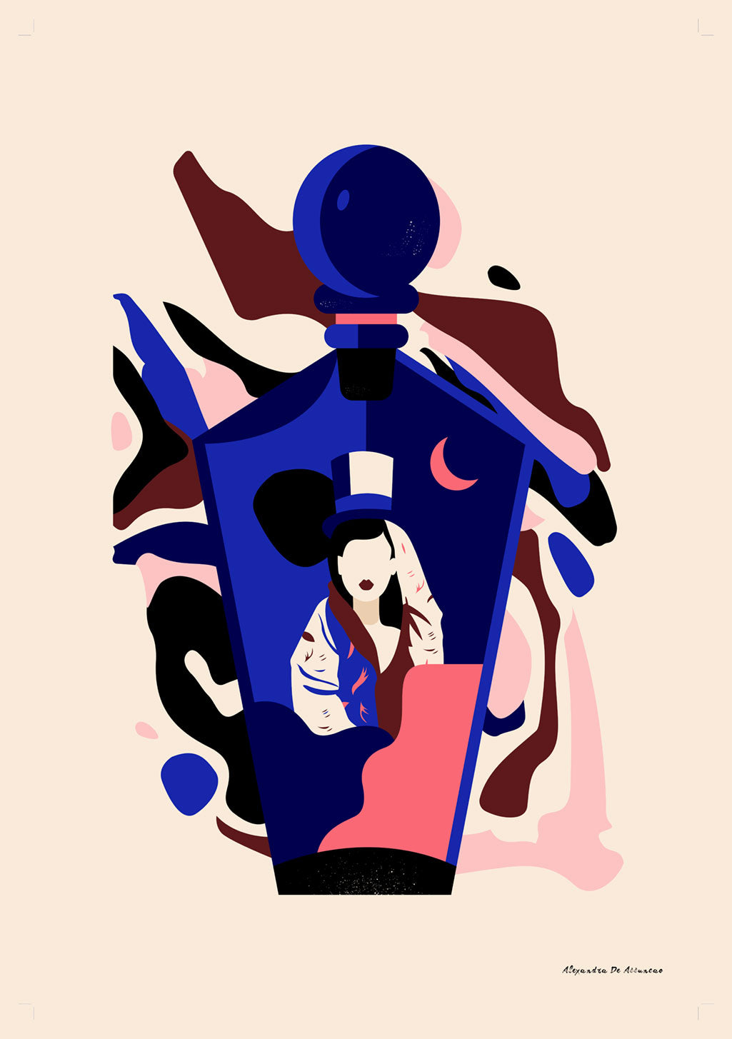Art abstrait, figures stylisées, couleurs vives, formes géométriques, composition dynamique