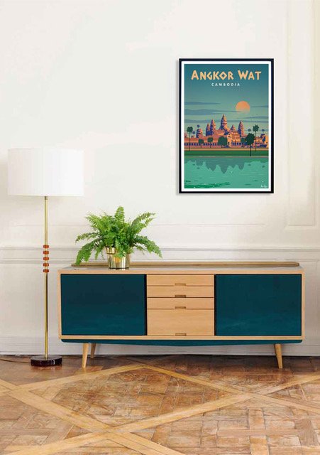 Angkor Wat Cambodge Vintage Poster
