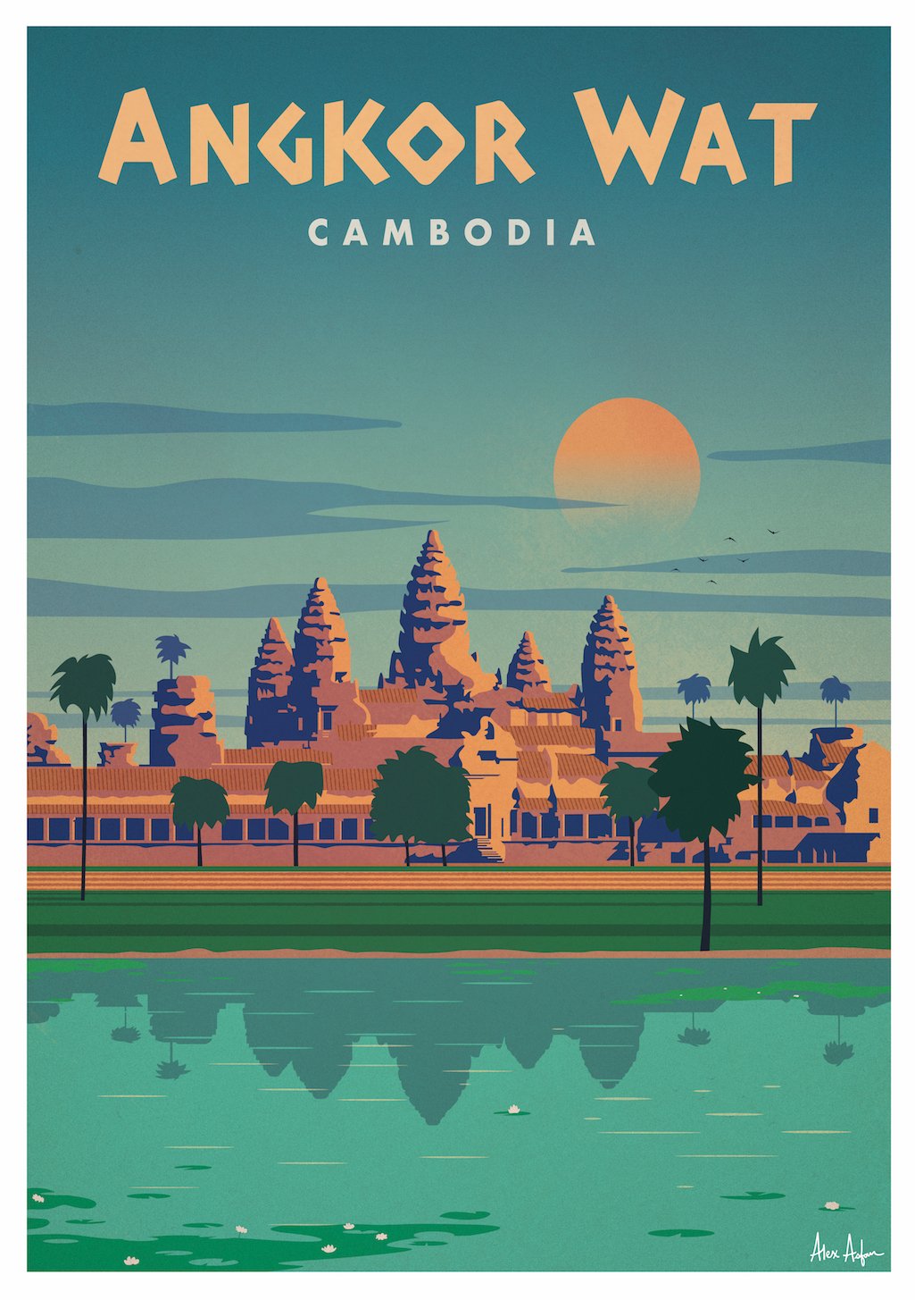 affiche-voyage-alex-asfour-angkor-wat-1