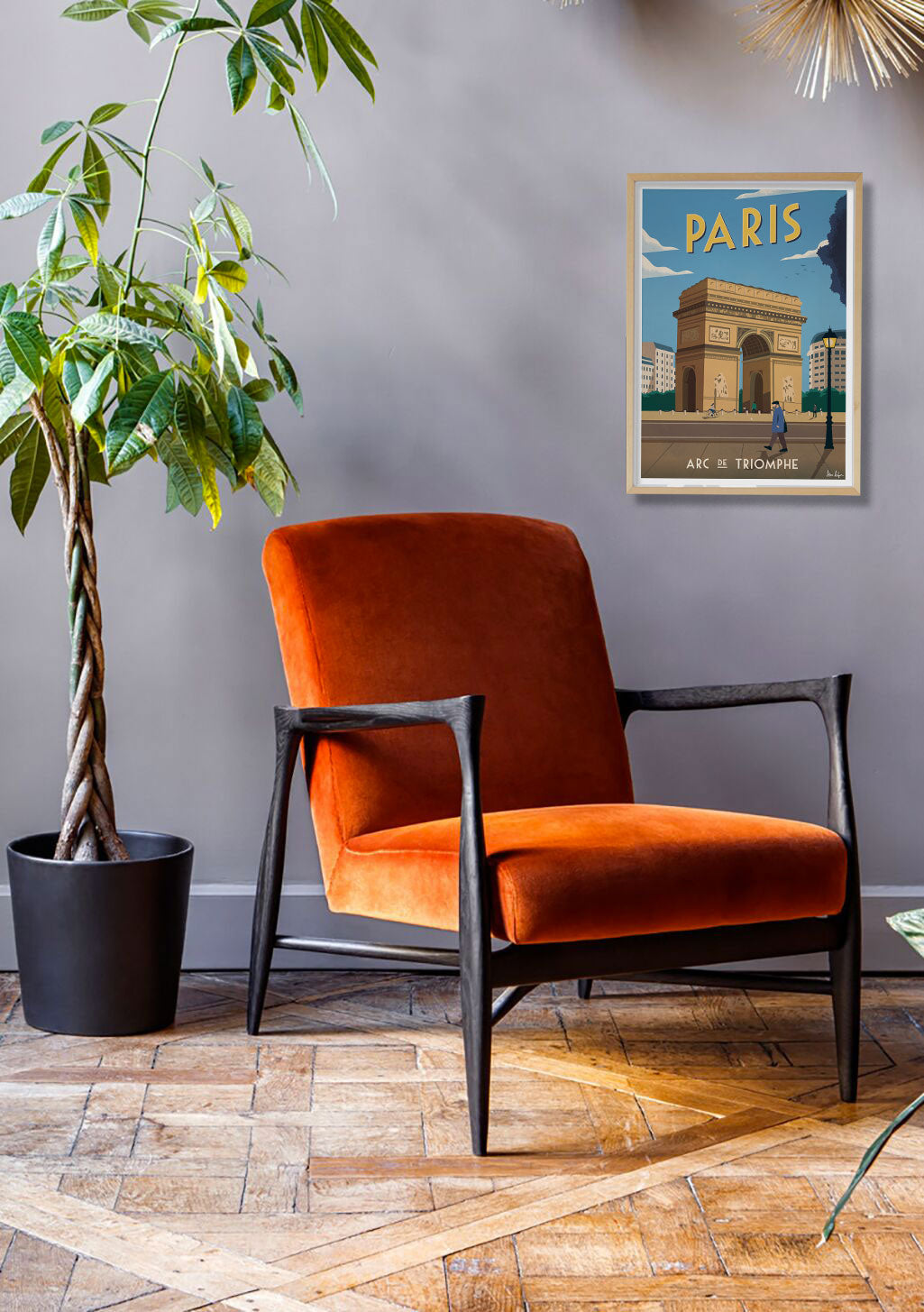 Poster Paris Arc de Triomphe illustration vintage