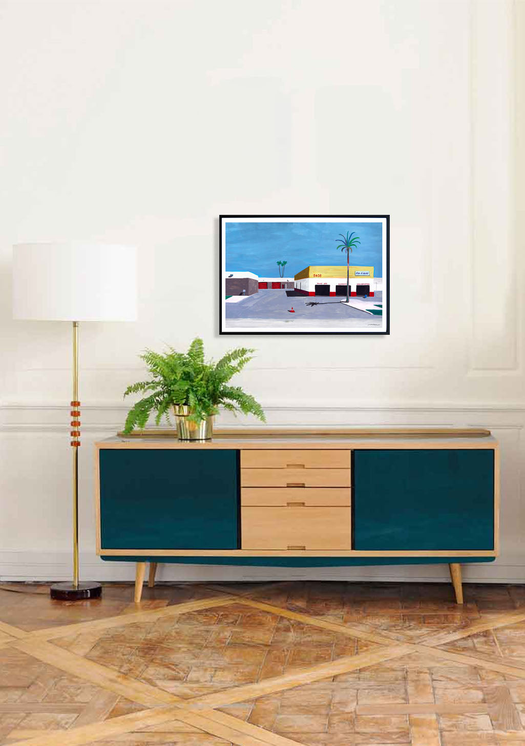 Poster de scène de rue avec palmier