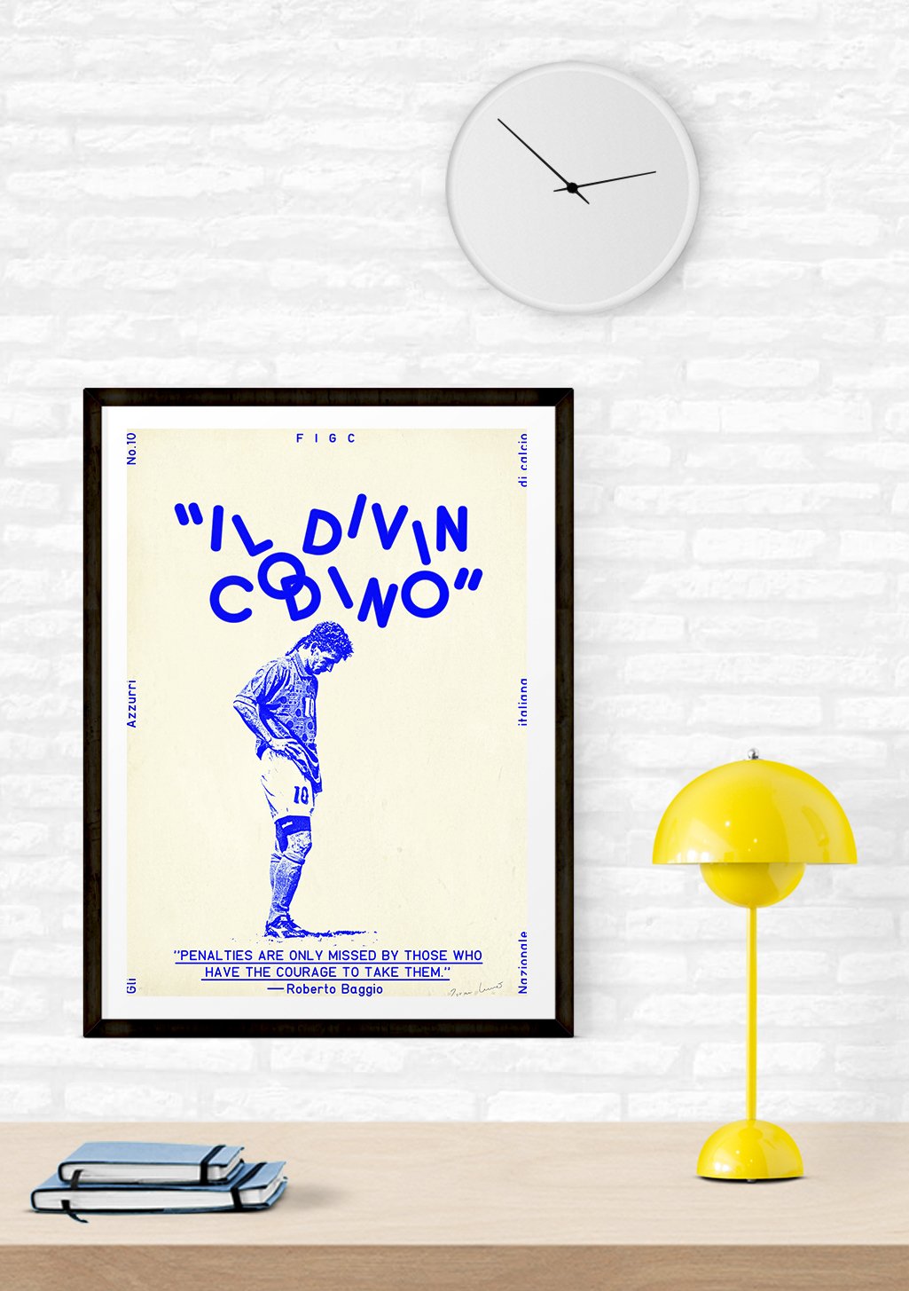 Poster de football avec citation de Roberto Baggio