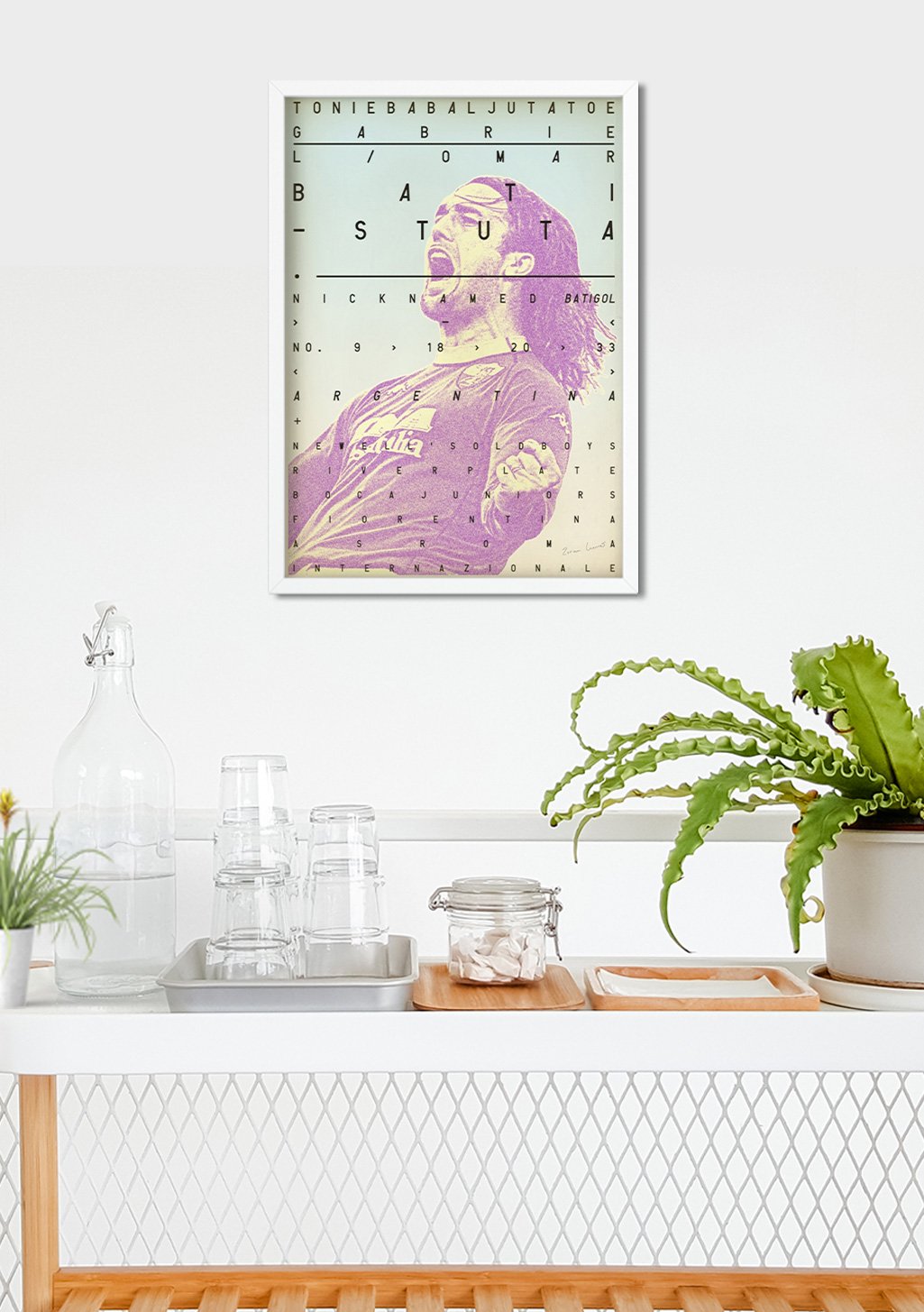 Poster abstrait avec texte et motifs violets