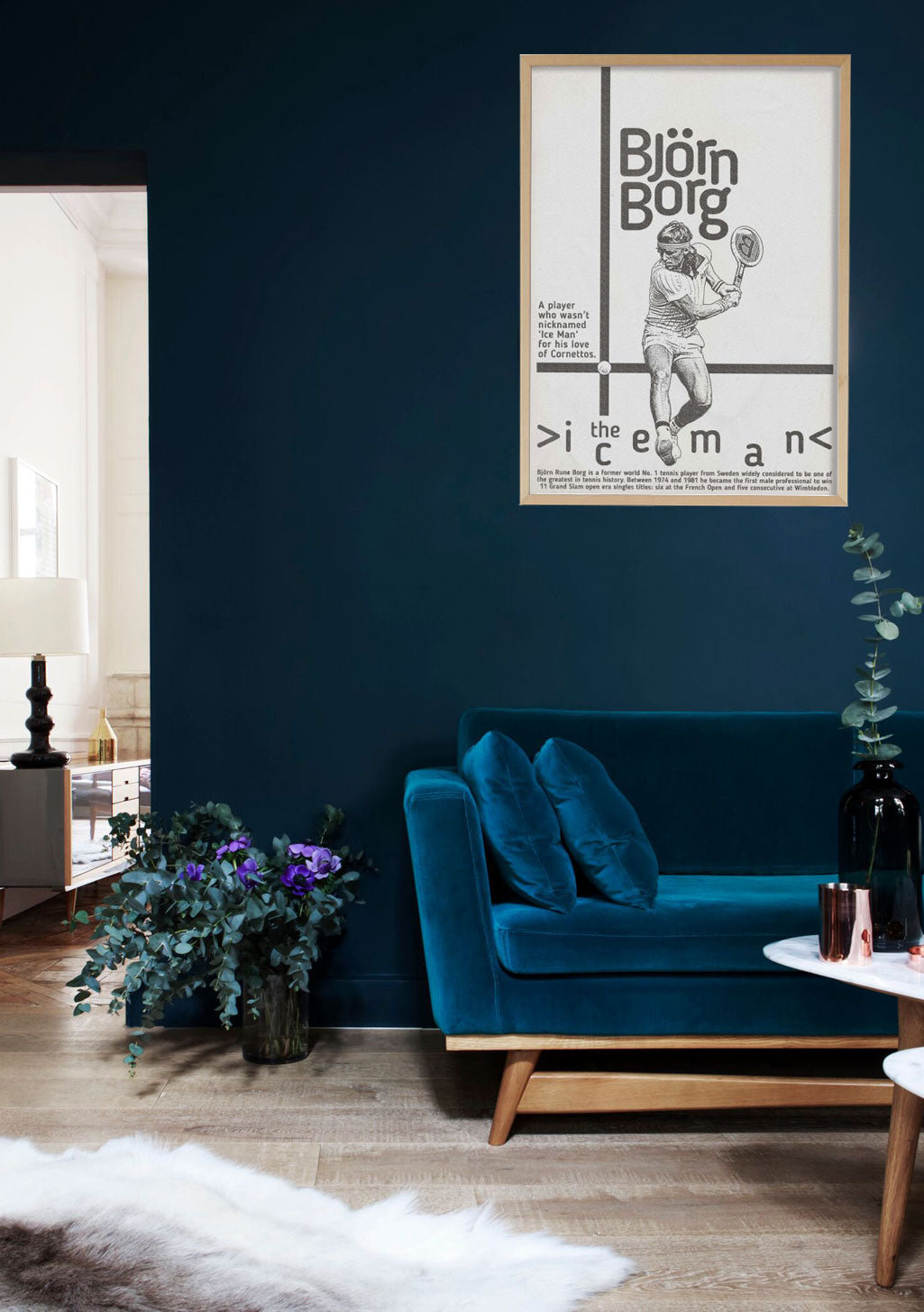 Poster Bjorn Borg Tennis Classique Noir et Blanc