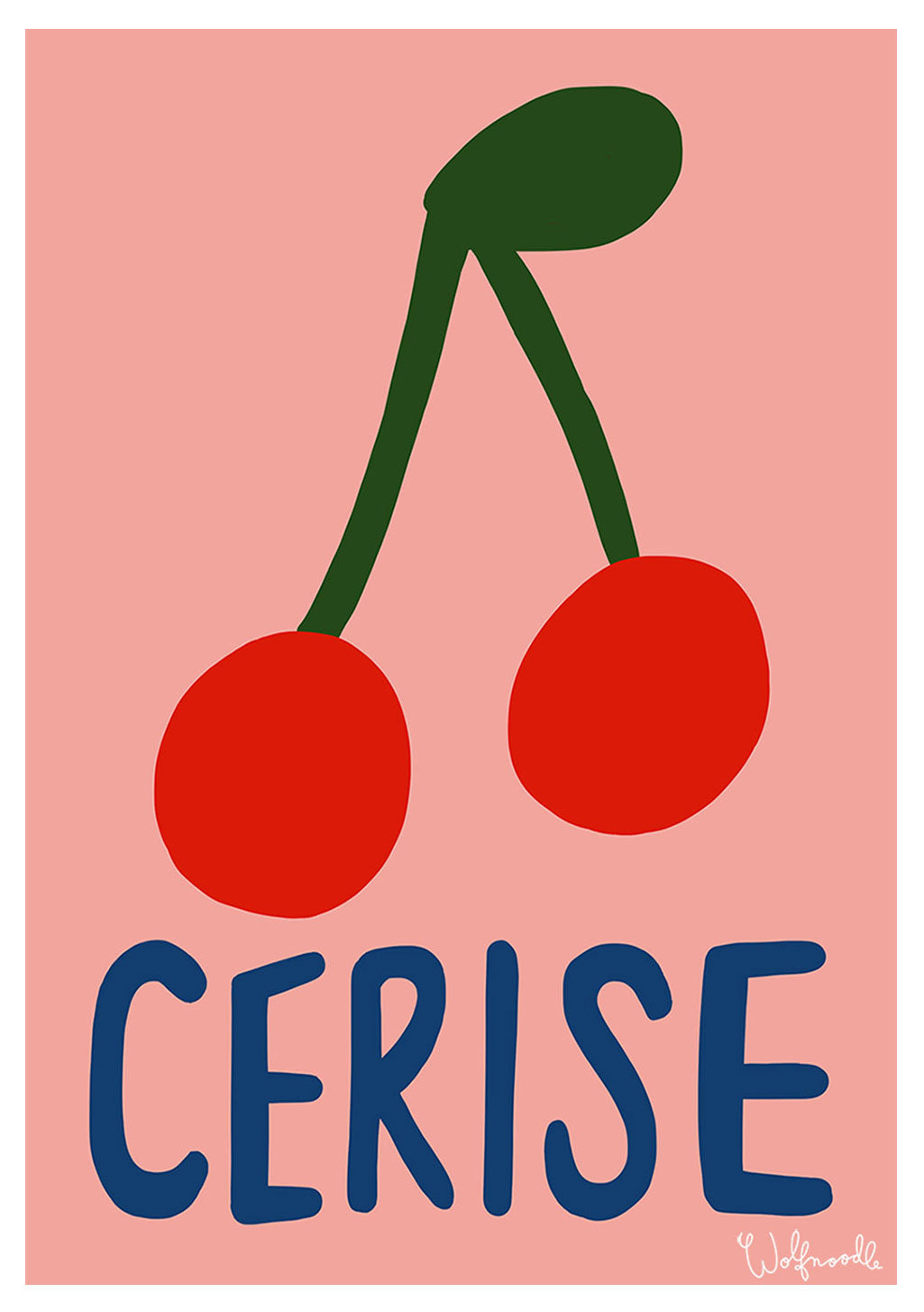 Cerise, nom, cerise, rouge, vert, feuille, rose, fond, texte, simple, design, art