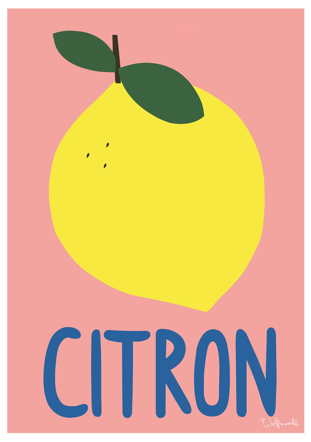 Citron jaune avec feuilles vertes sur fond rose