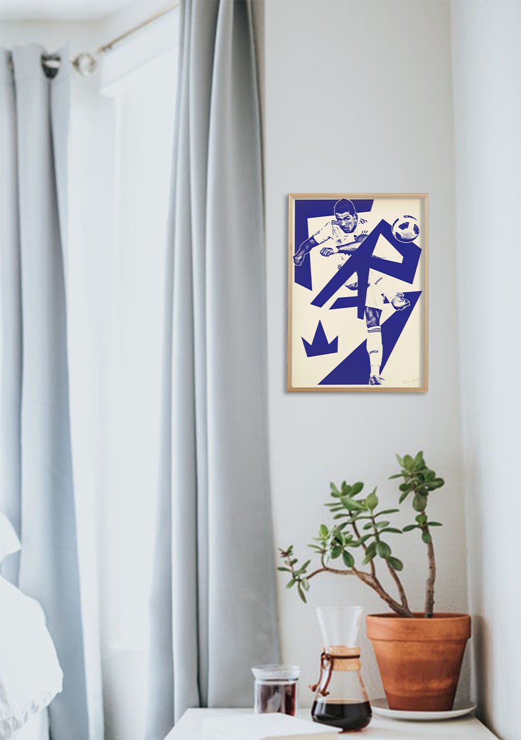 Poster bleu et blanc de football