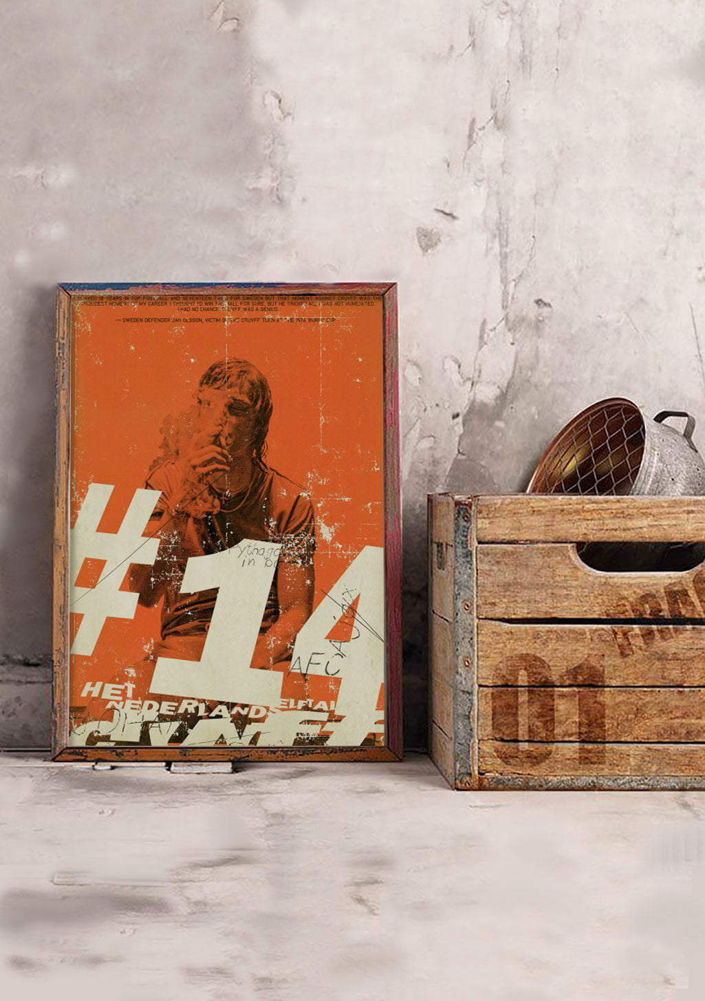 Poster orange homme fumant cigarette, texte "Holland" et "AFC".