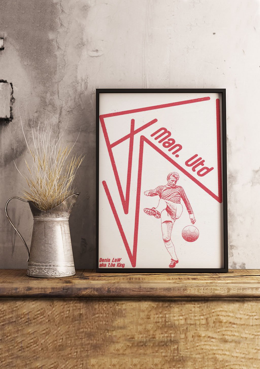 Poster Manchester United, joueur de football, design graphique rouge et blanc