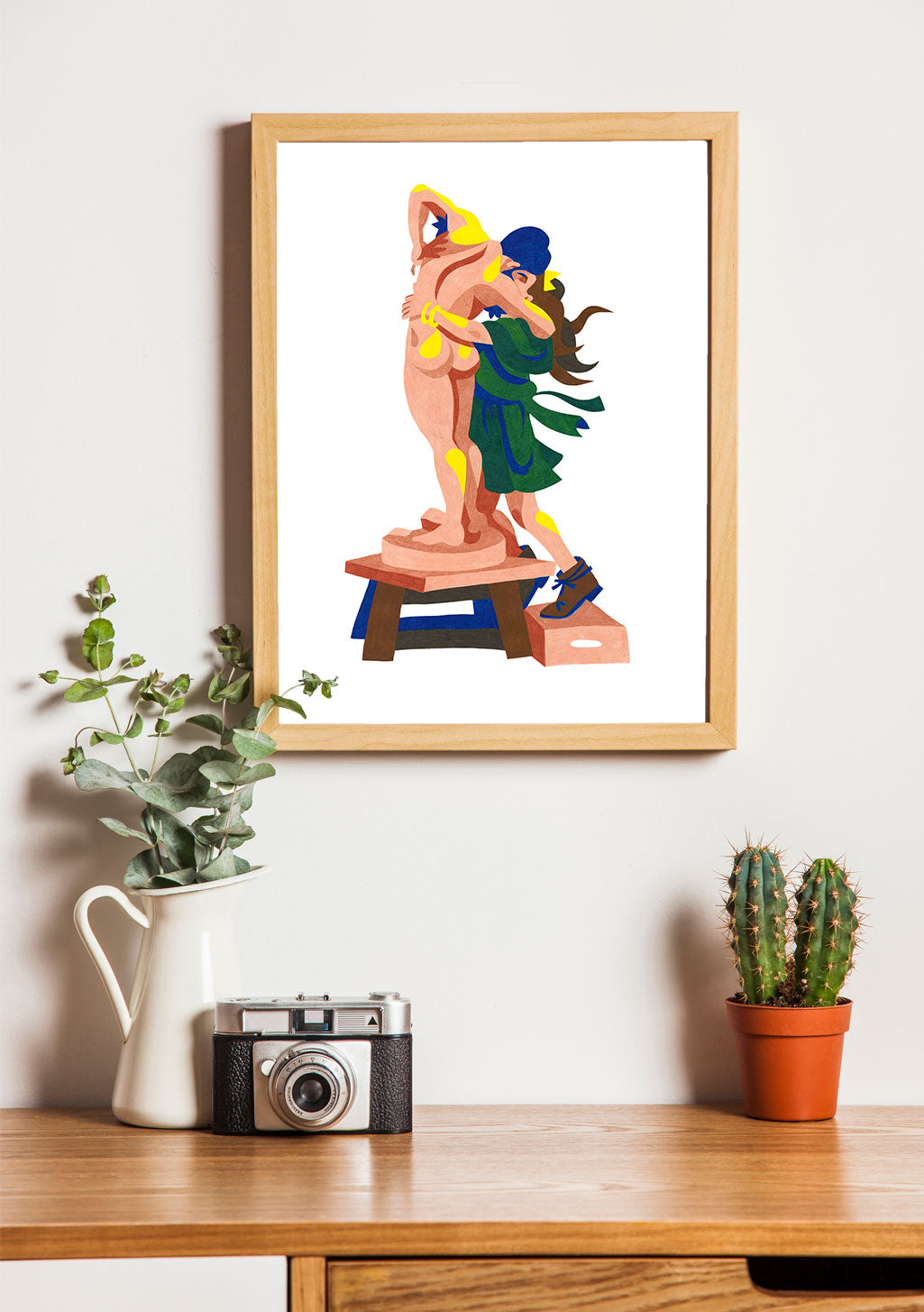 Art abstrait, femme, couleurs vives, pose dynamique