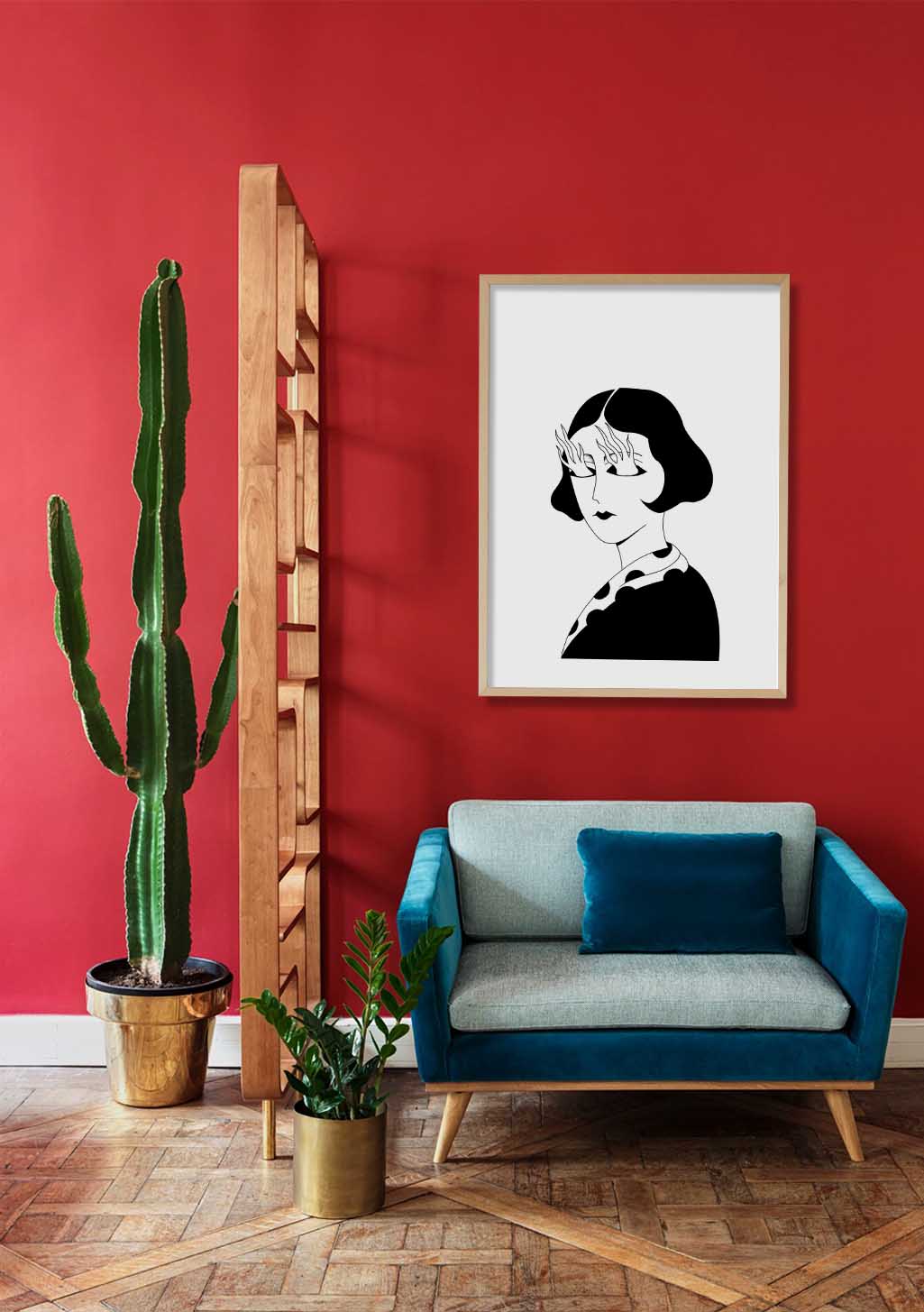 Femme stylisée en noir et blanc