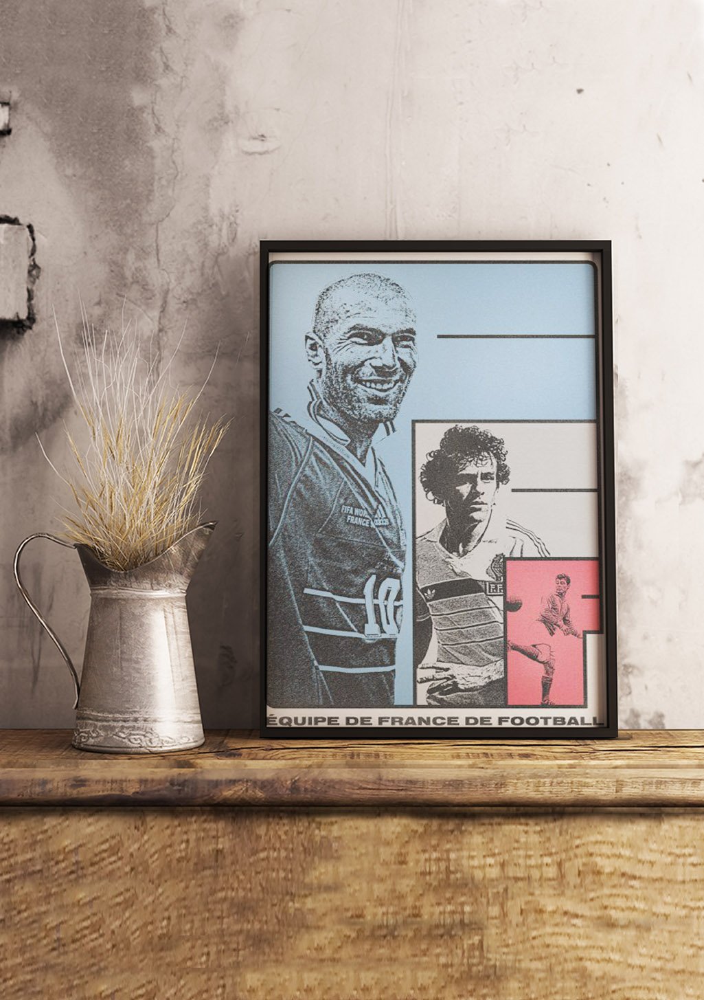 Poster de football avec deux joueurs, Coupe de France de football, cadre noir
