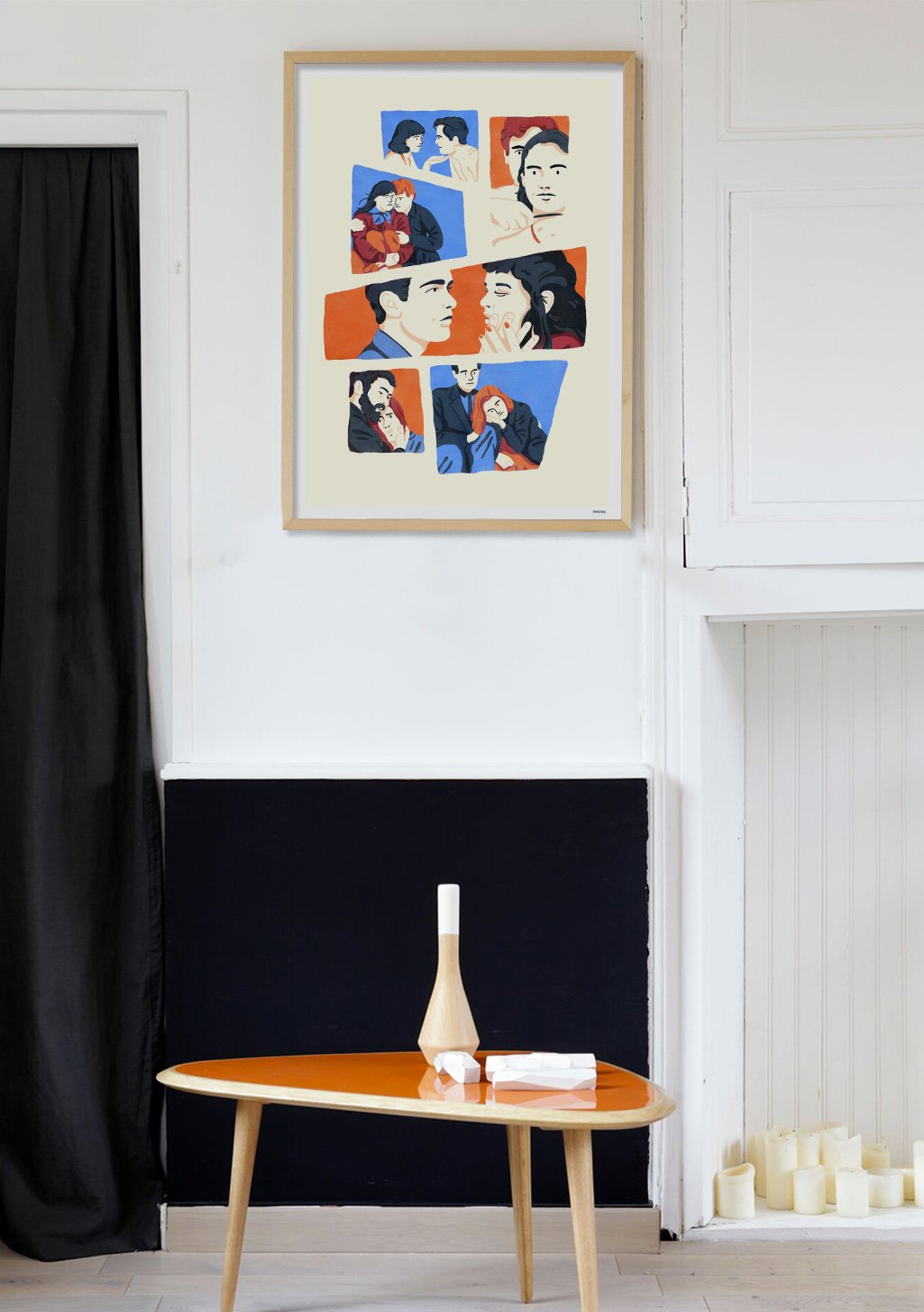 Art abstrait, figures colorées, composition carrée, style moderne