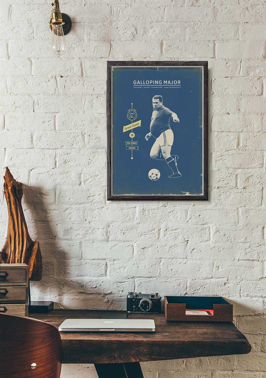 Poster de football, joueur, ballon, cible, Galloping Major