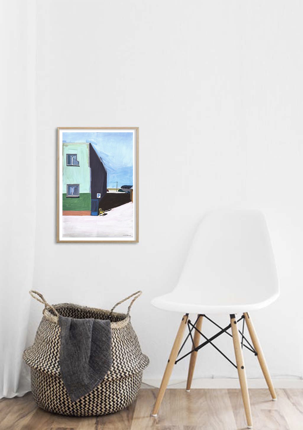 Poster de paysage urbain abstrait avec bâtiments et ciel