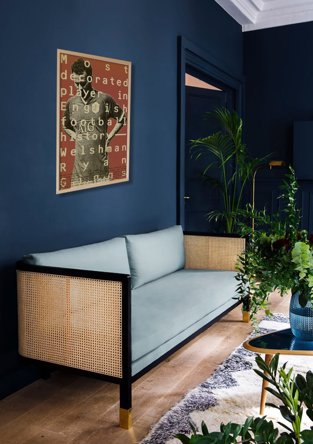 Poster de football, joueur, texte, historique, sportif, décoratif, mur, salle de séjour, design, vintage, art