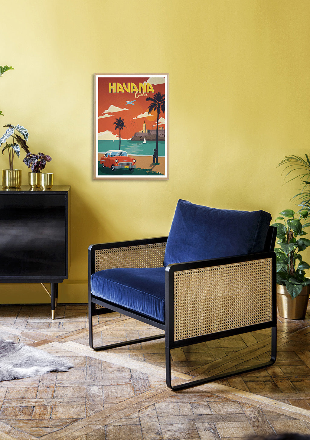 Poster de Havane Cuba voiture plage coucher de soleil