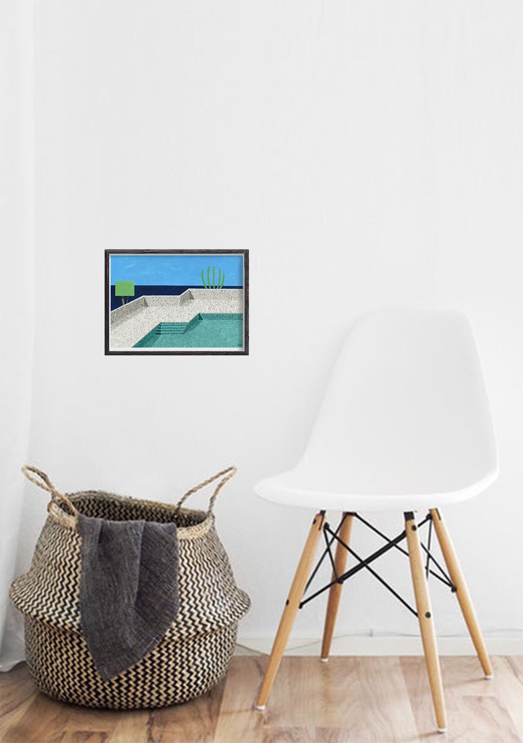 Plage, mer, escalier, cactus, maison, ciel bleu