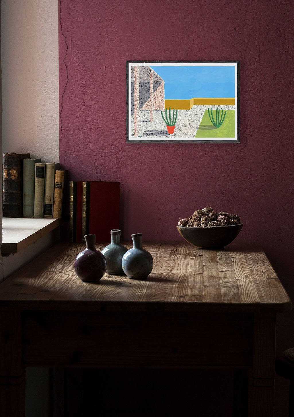 Poster de cactus sur fond bleu