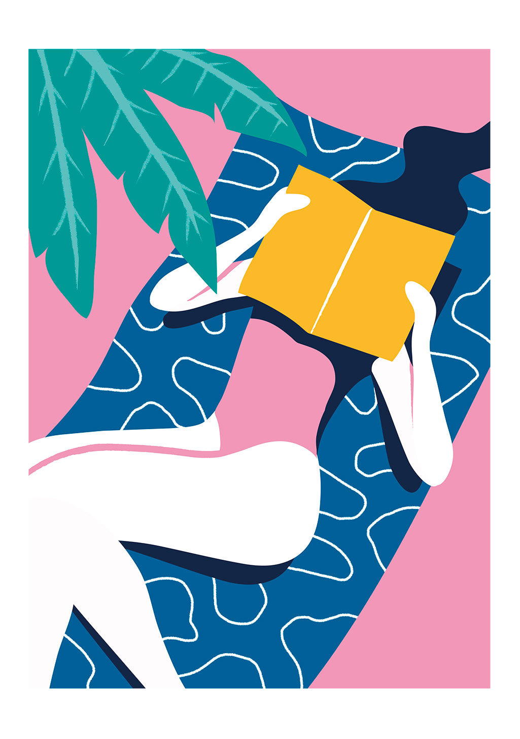 Illustration stylisée d'une personne lisant un livre sous une plante