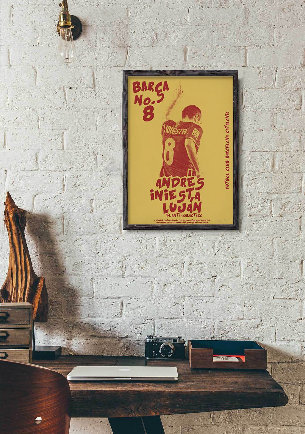 Poster de football avec joueur, BARCHA NO.8, Andres Iniesta, FC Barcelone