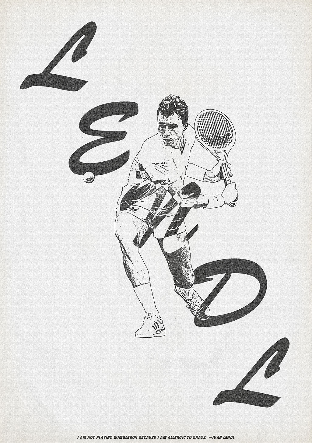 Tennis, Homme, Raquette, Balles, Herbe, Allergique, Wimbledon, Ivan Lendl, Sportif, Dynamique, Noir et blanc, Vintage