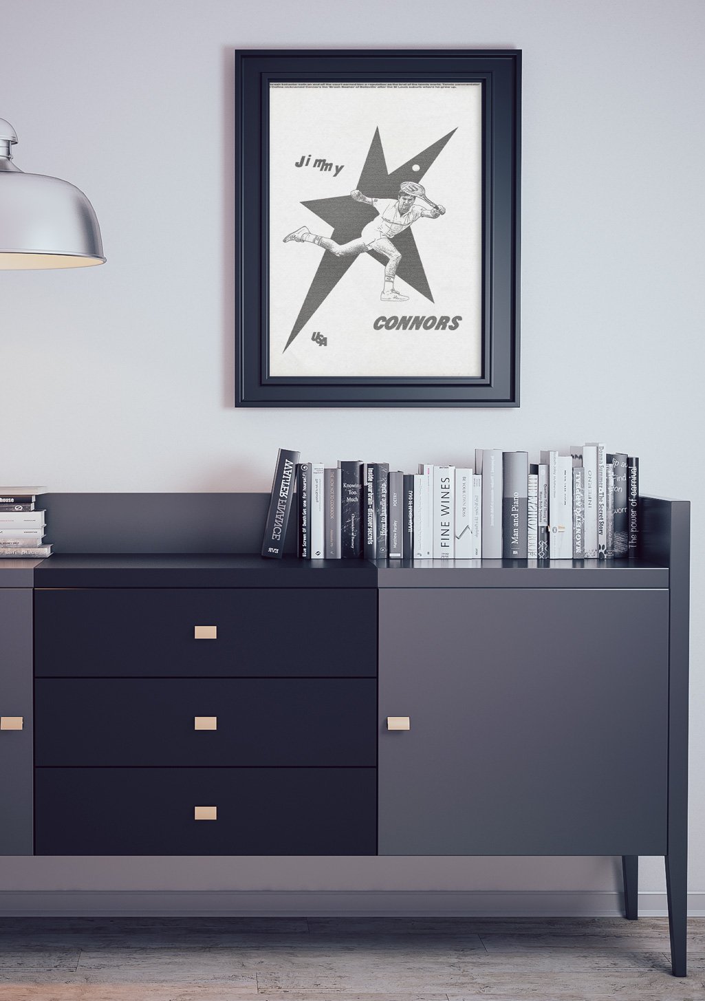 Poster en noir et blanc avec une étoile et un homme