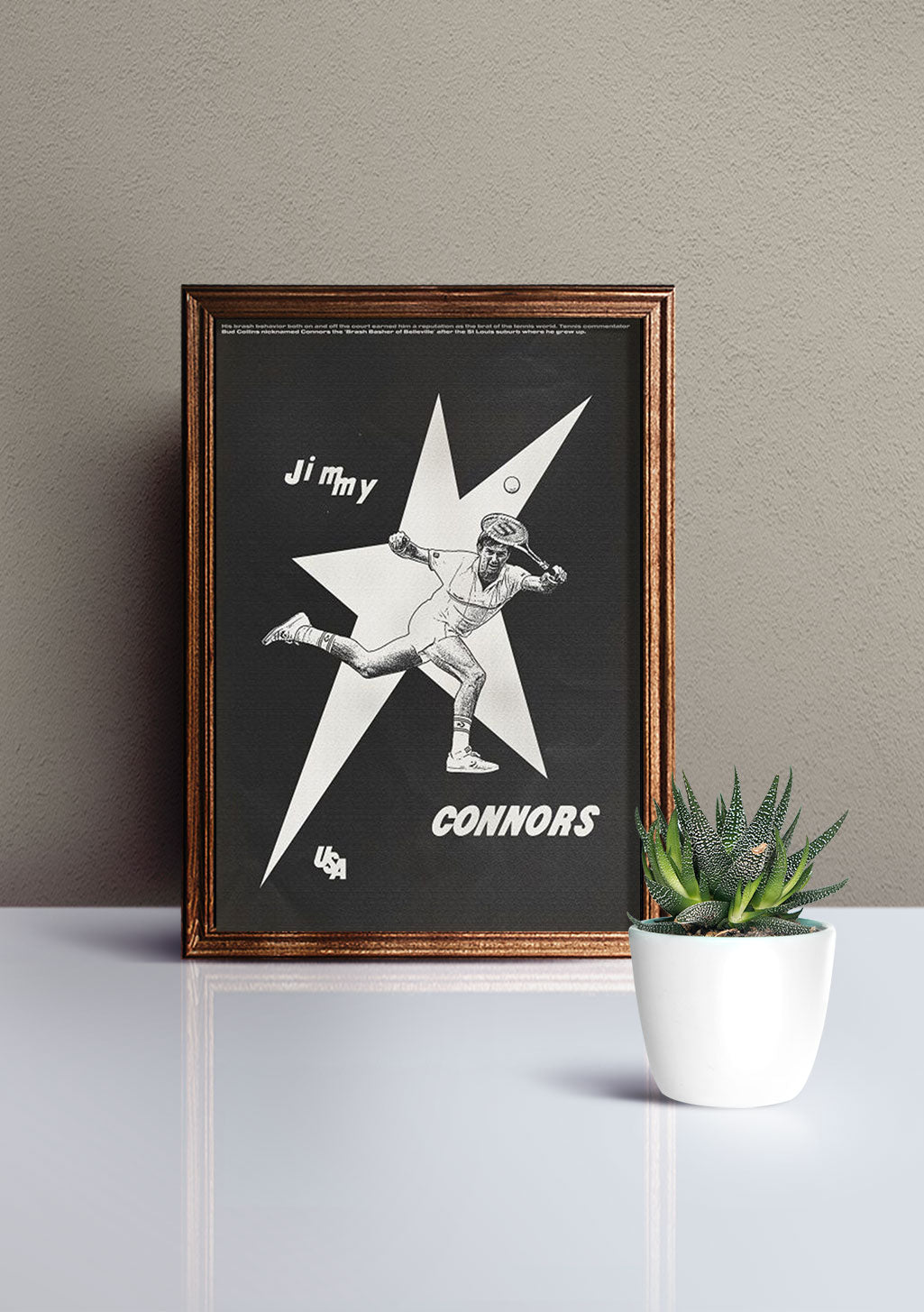 Poster encadré noir et blanc d'un joueur de baseball