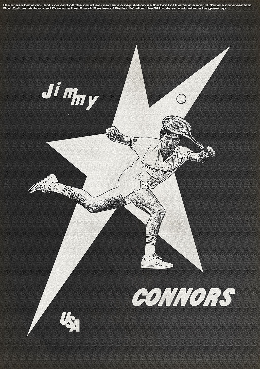 Tennis, Jimmy Connors, Étoile, USA, Poster, Tennis, Sportif, Réputation, Brash, Commentateur, Célèbre