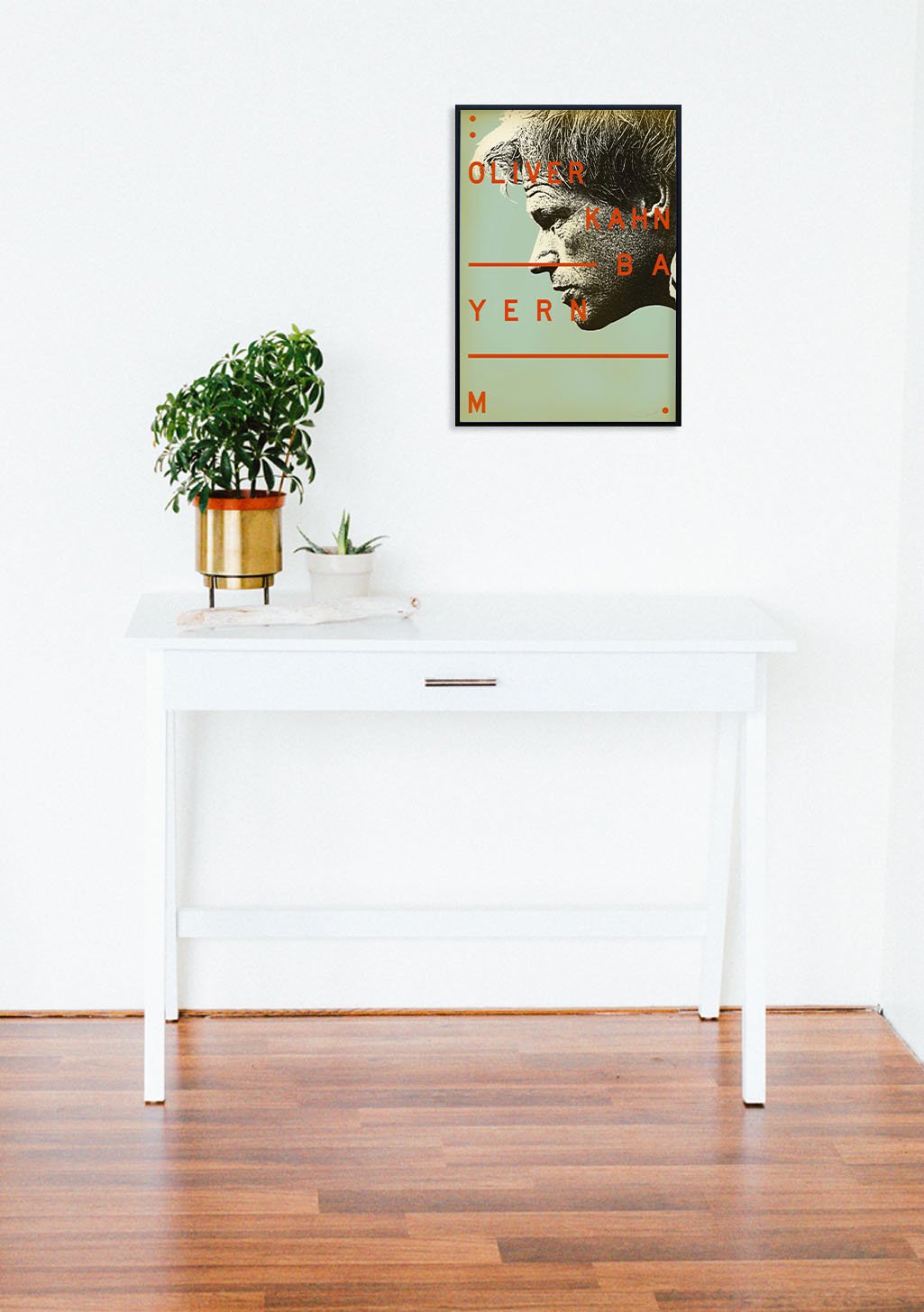 Poster Oliver Cromwell, portrait, texte rouge, fond vert, cadre noir