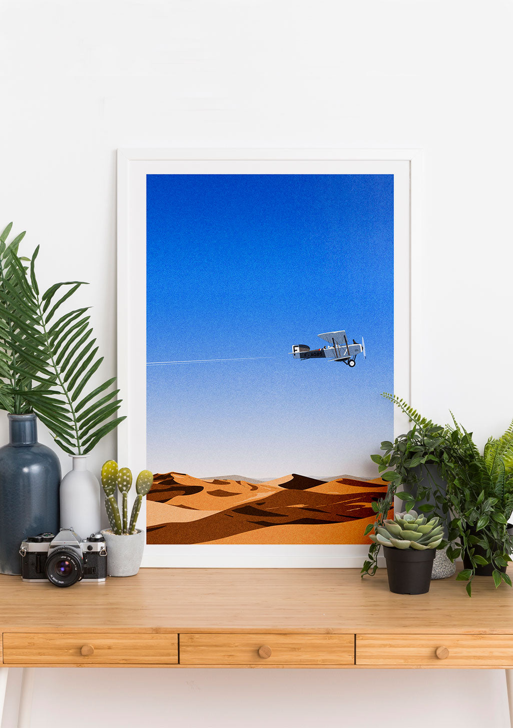 Avion survolant le désert