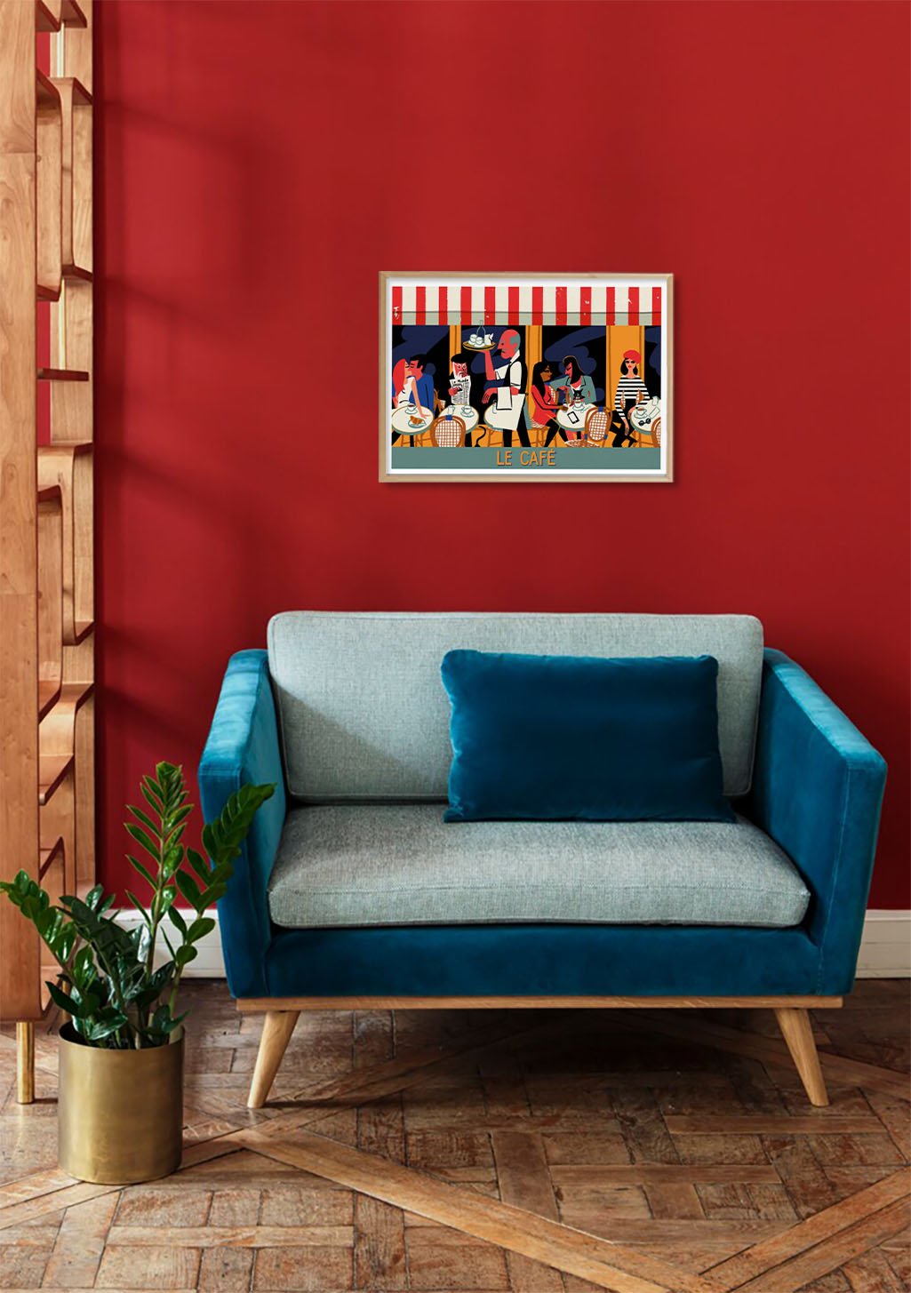 Poster de café avec des gens colorés