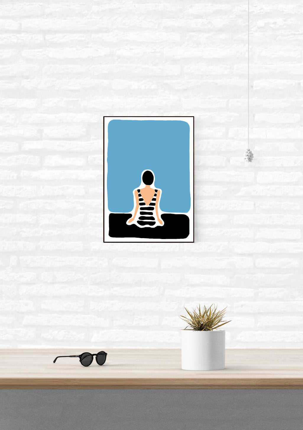 Poster de personne méditant sur fond bleu