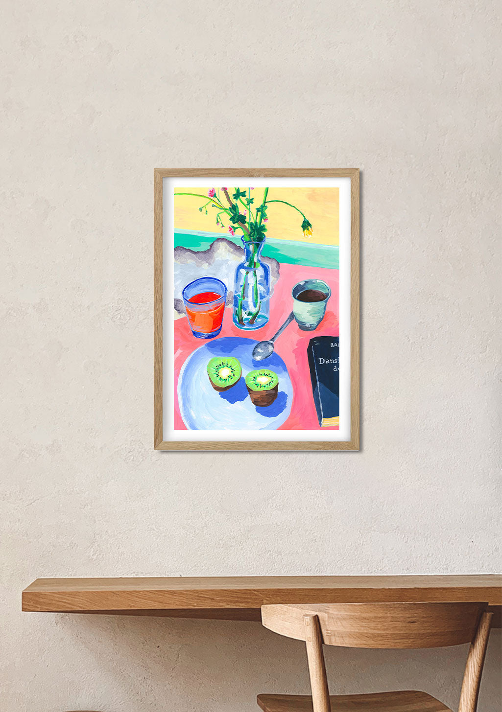 Tableau de fleurs et de fruits coloré
