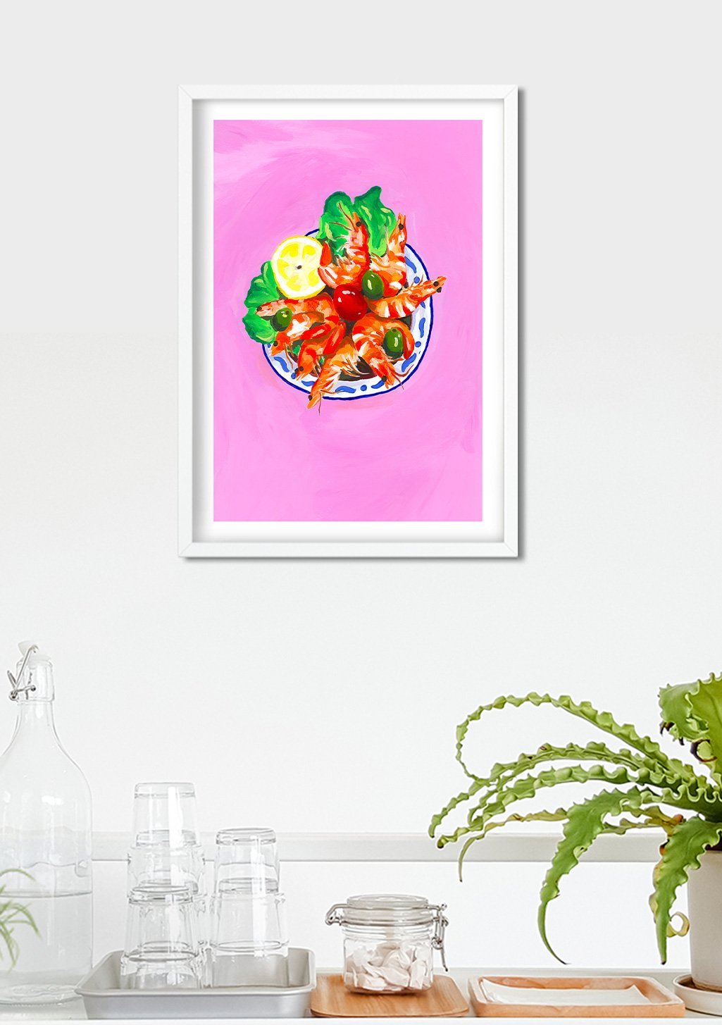 Poster de nourriture sur fond rose