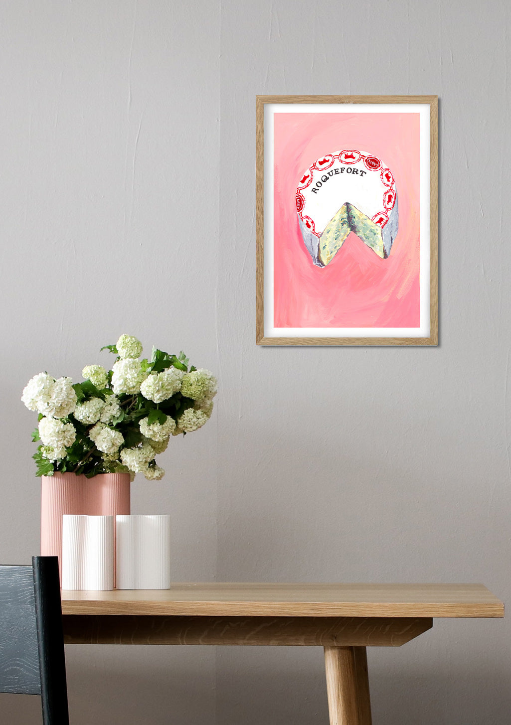 Poster rose avec texte et illustration stylisée