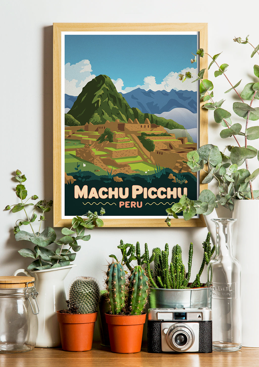 Poster Machu Picchu, Peru, paysage, ruines, montagnes, ciel bleu