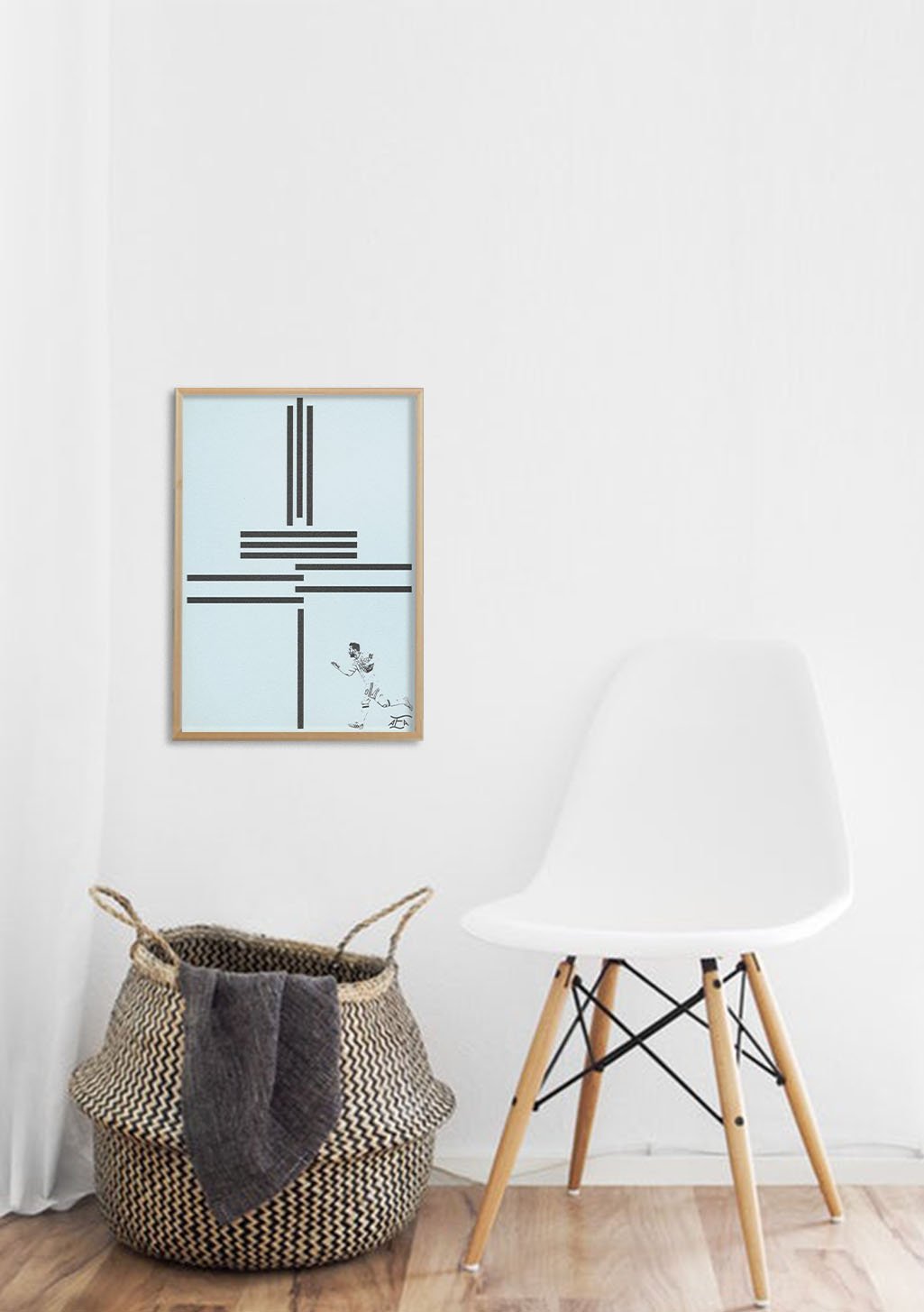 Poster abstrait géométrique bleu et noir